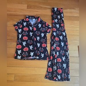 Munki Munki Spooky Black‎ Pajama Set Womens XS